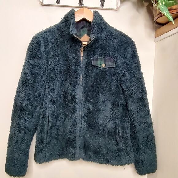 Pendleton Fuzzy Fleece Jacket Plaid Accents Small - Picture 2 of 11